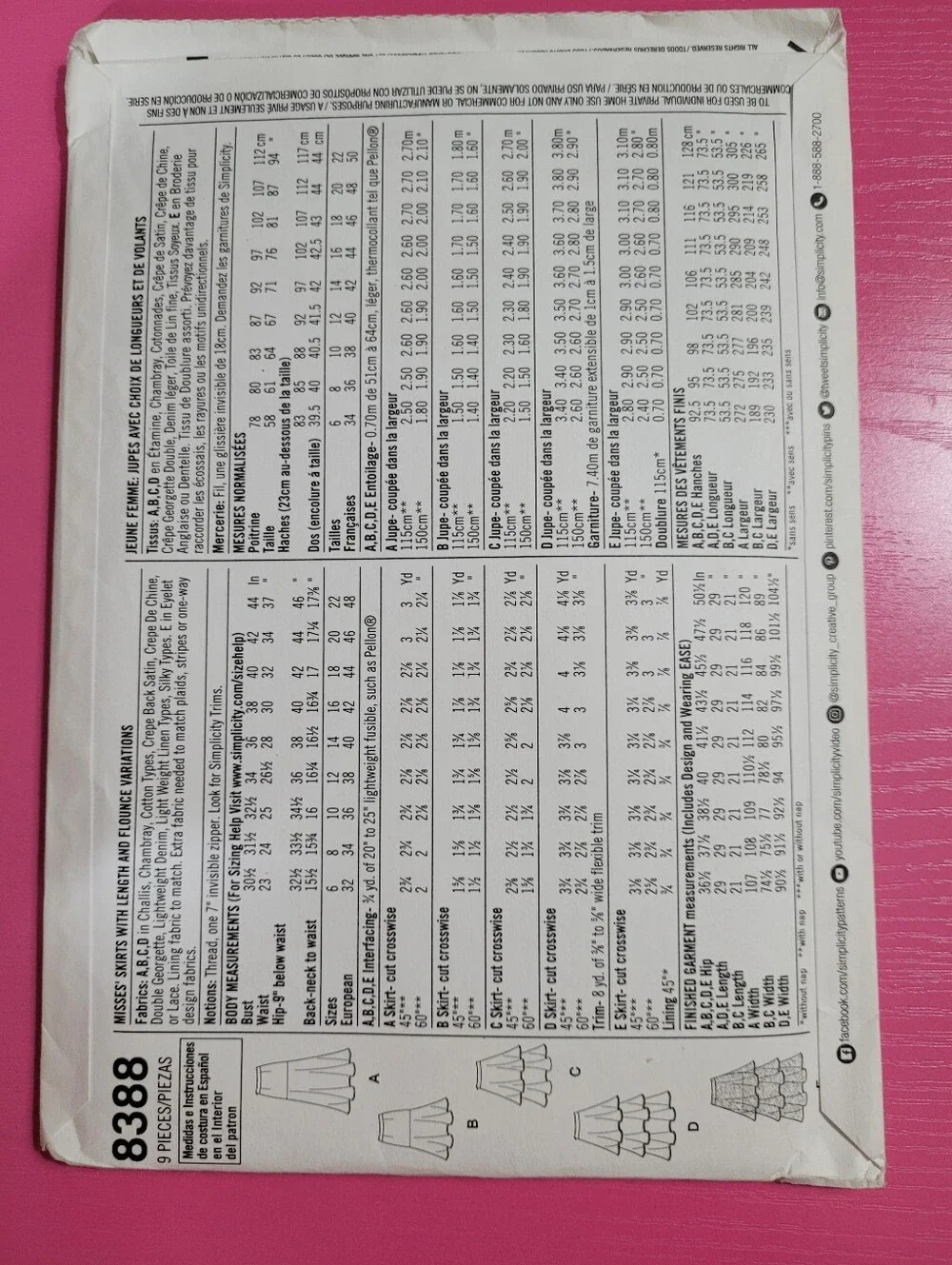 Simplicity Misses' Skirt Sewing Pattern 8388 Size 6-14 (1455)